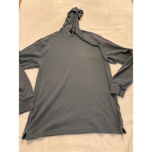 Maui and Sons Mens Thermal Waffle Knit Hoodie Slate Blue Gray Size Medium